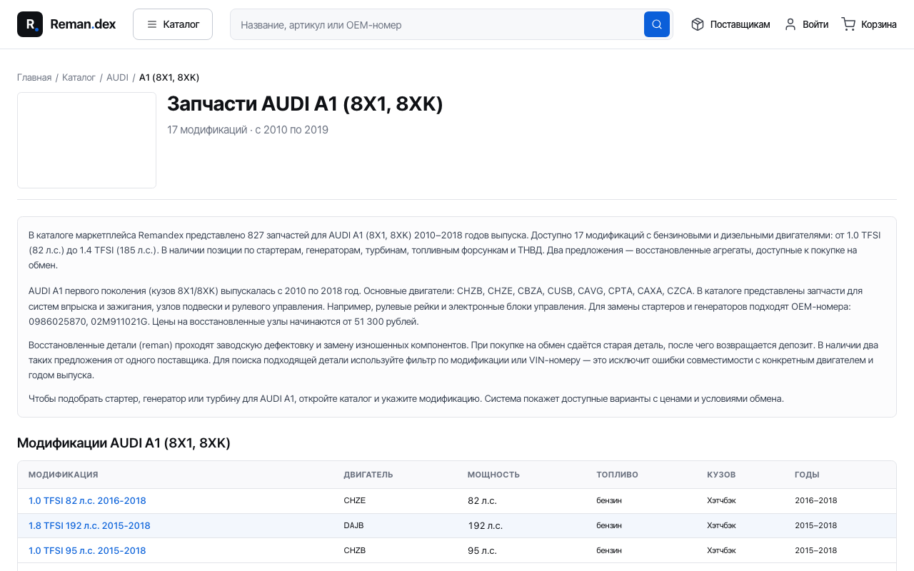 Шаг 3: Выберите модель из списка. Откроется список поколений и модификаций модели.